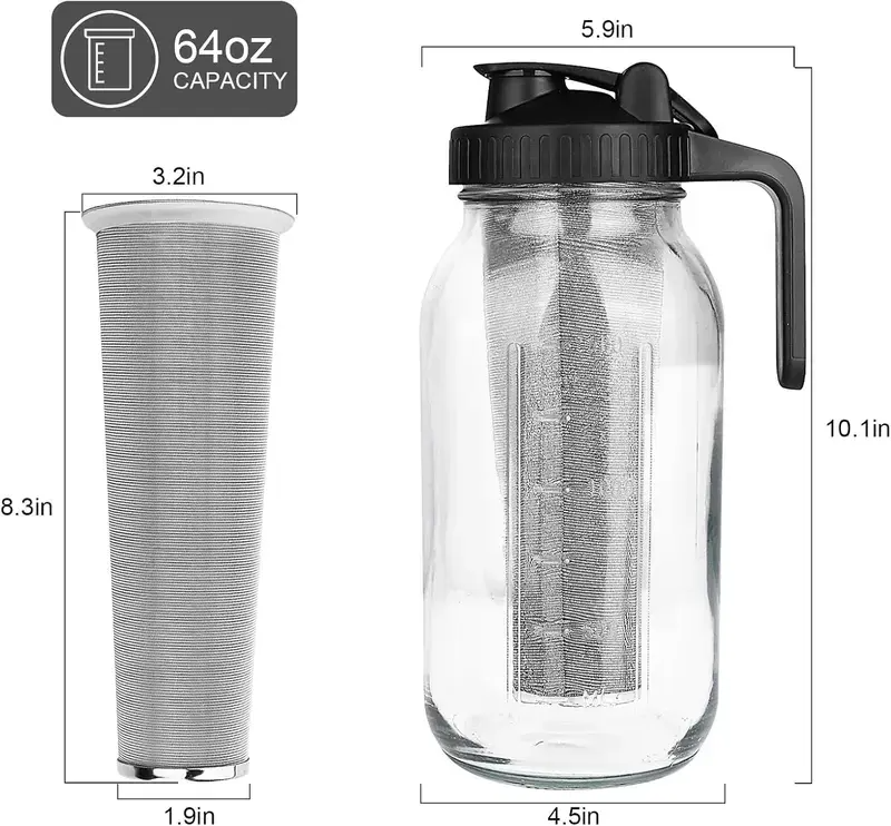 64oz Cold Brew Mason Jar Coffee Maker