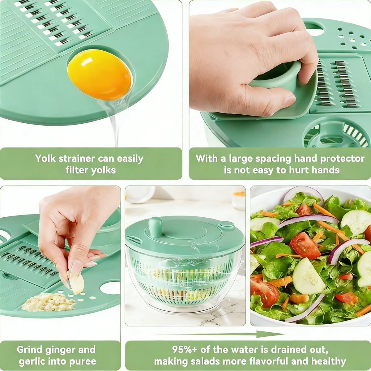 UFORU 3-in-1 Rotating Salad Spinner Set