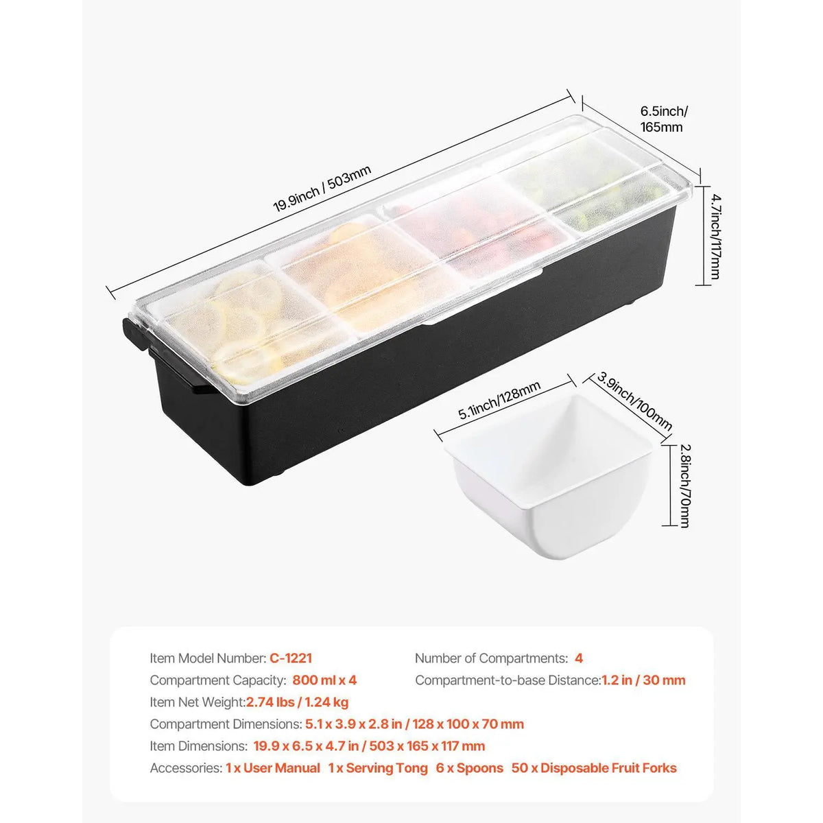 6 Compartment Chilled Food Tray