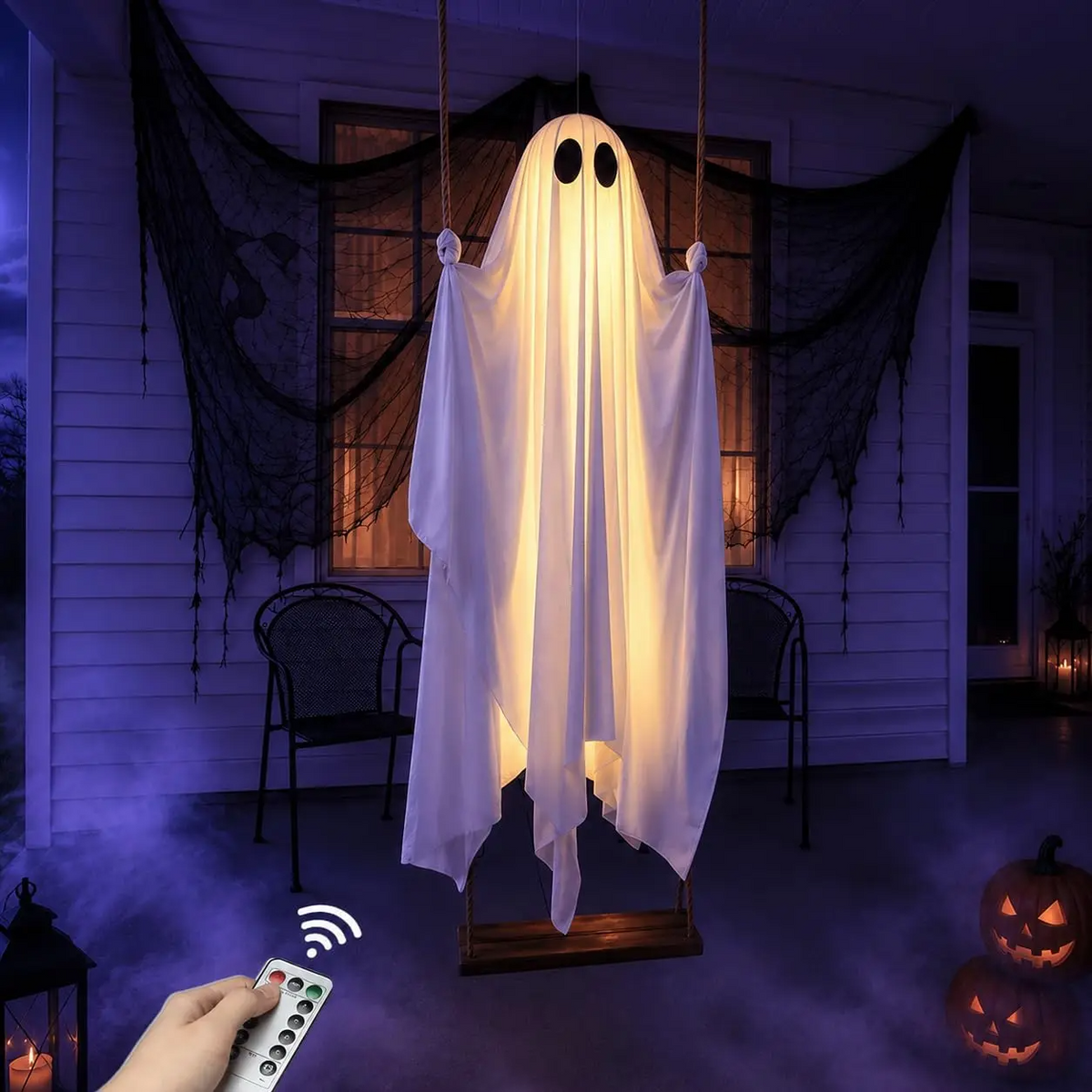 Lighted Ghost Swing Outdoor Decor