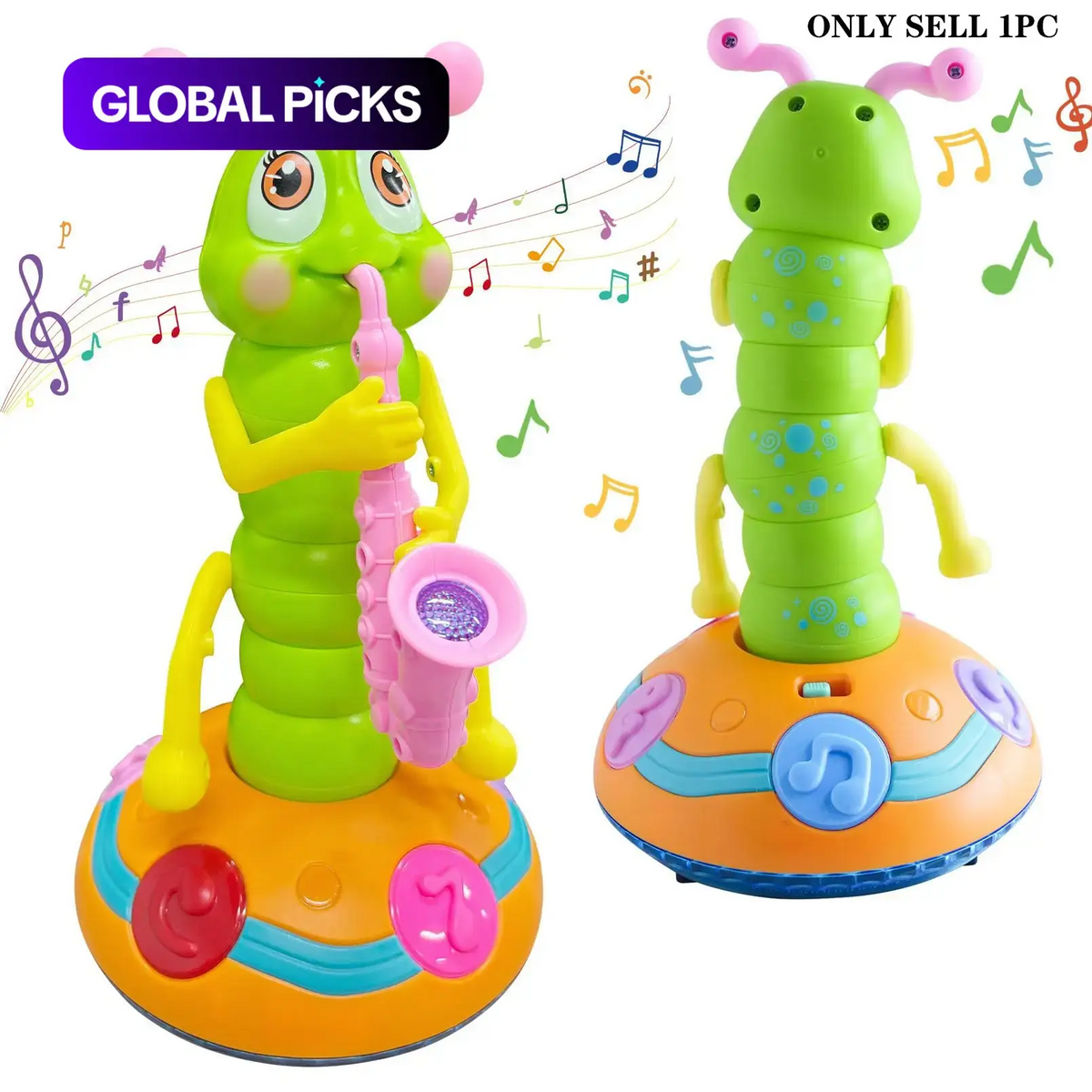 Light-Up Dancing Caterpillar Saxophone Toy for Kids