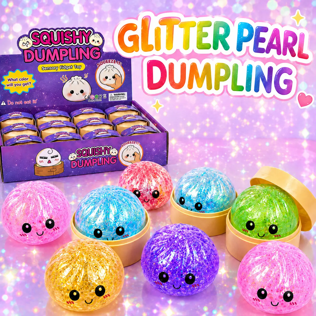 Glitter Dumpling Squishy Fidget Toy Set