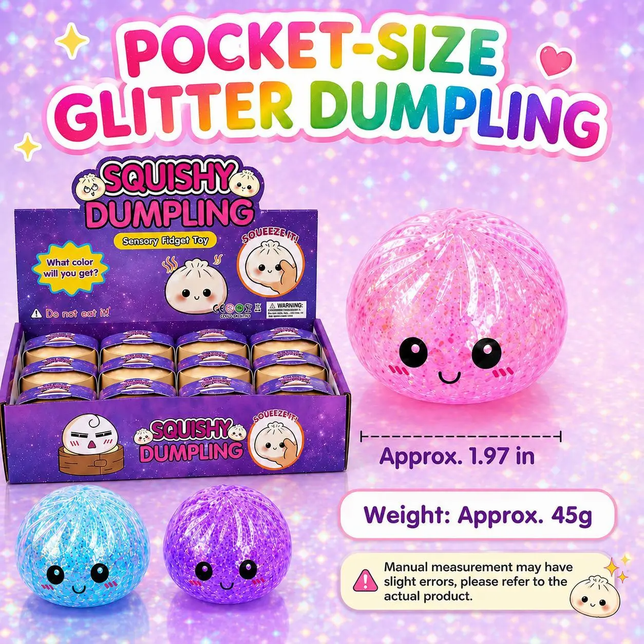 Glitter Dumpling Squishy Fidget Toy Set
