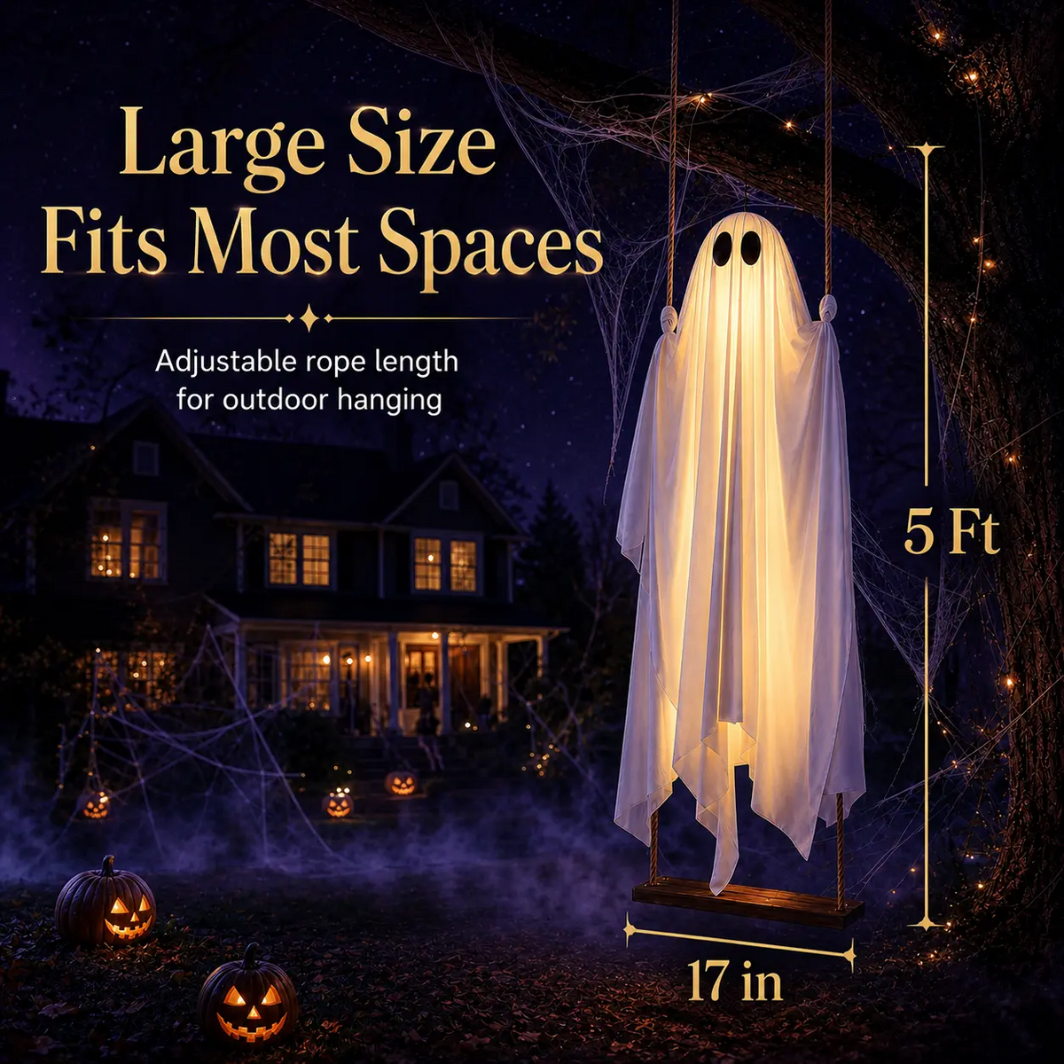Lighted Ghost Swing Outdoor Decor