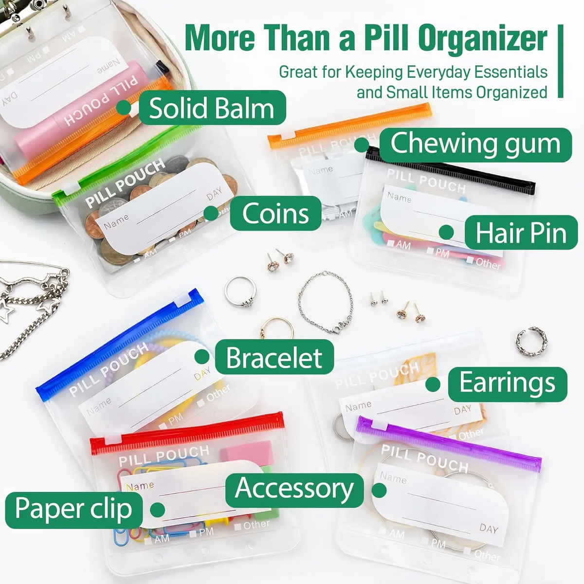 A8 Waterproof Pouches Weekly Medicine Organizer
