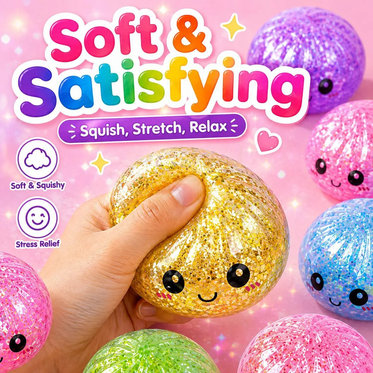 Glitter Dumpling Squishy Fidget Toy Set