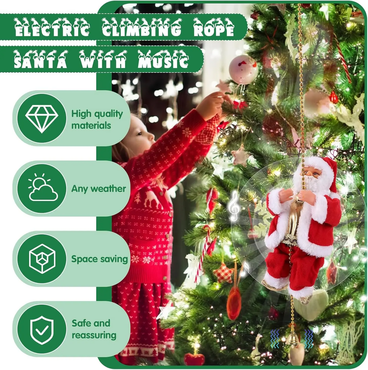 Climbing Santa Christmas Ornament