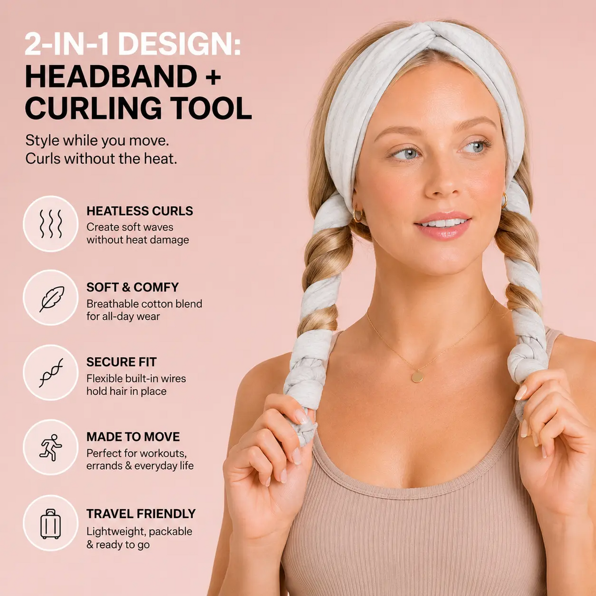Heatless Headband Creates Soft Natural Curls