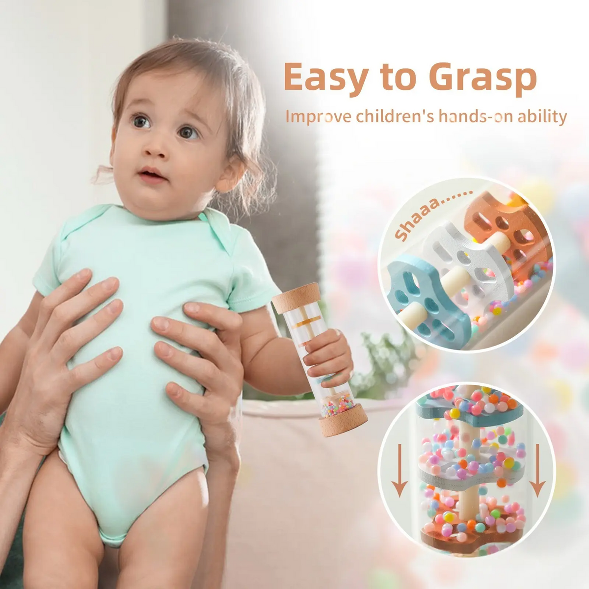 Wooden Baby Rainstick Sensory Toy