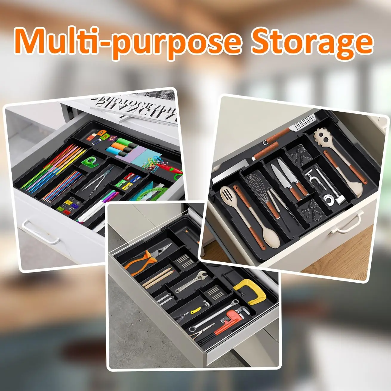 SUHOPE Expandable Kitchen Drawer Organizer Tray