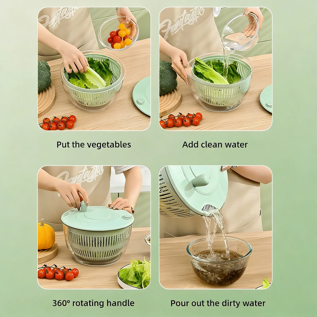 UFORU 3-in-1 Rotating Salad Spinner Set