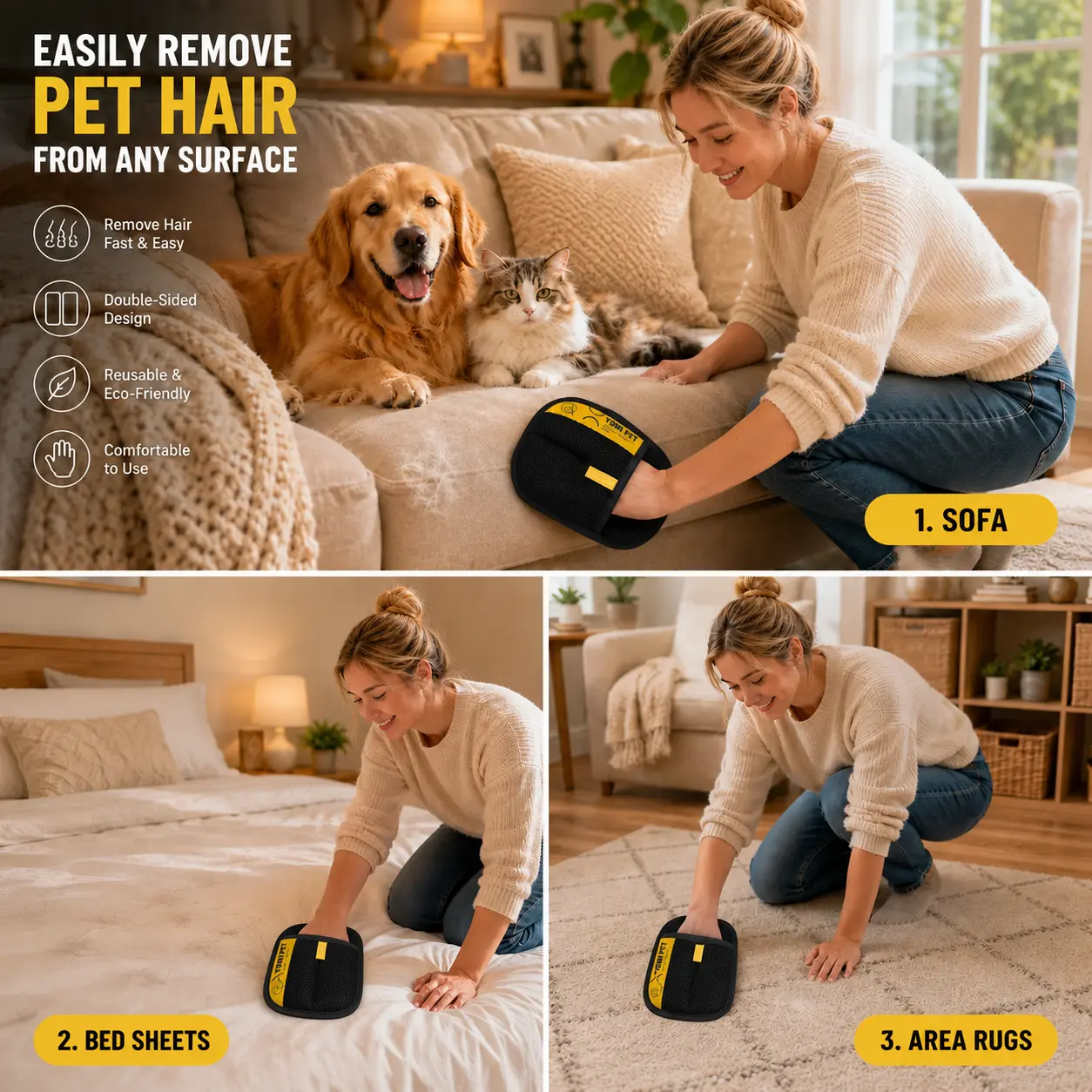 YOMI PET Hair Remover Glove For Pets Home
