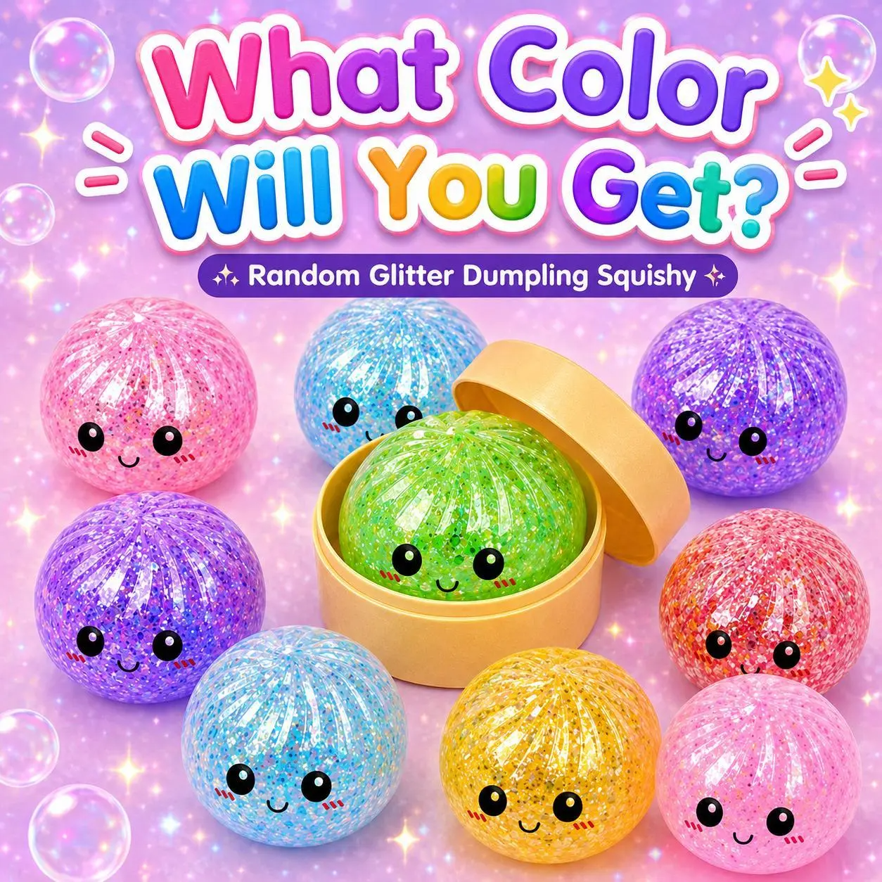 Glitter Dumpling Squishy Fidget Toy Set