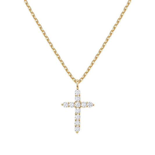 PAVOI Gold Cross Pendant Necklace