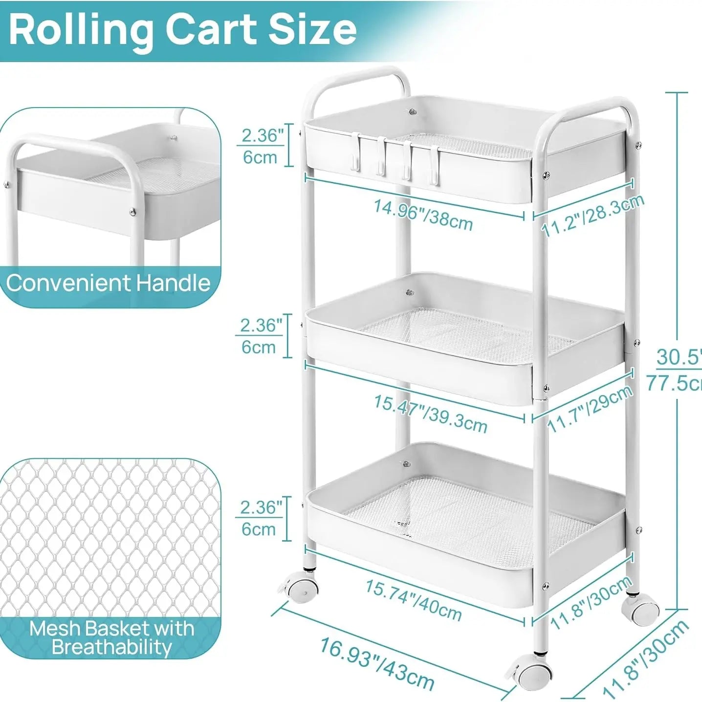 Rolling Three-Tier Heavy Duty Storage Cart