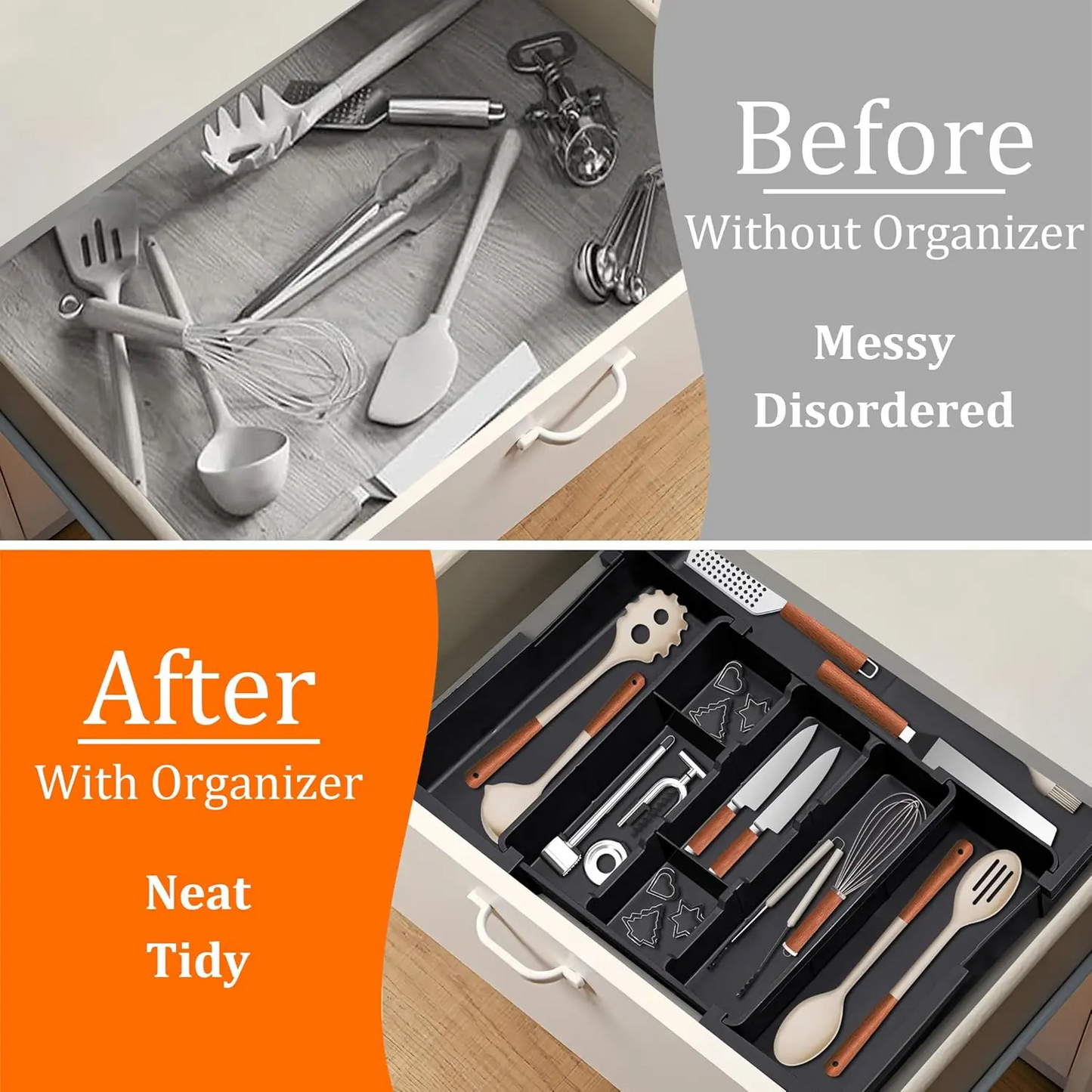 SUHOPE Expandable Kitchen Drawer Organizer Tray
