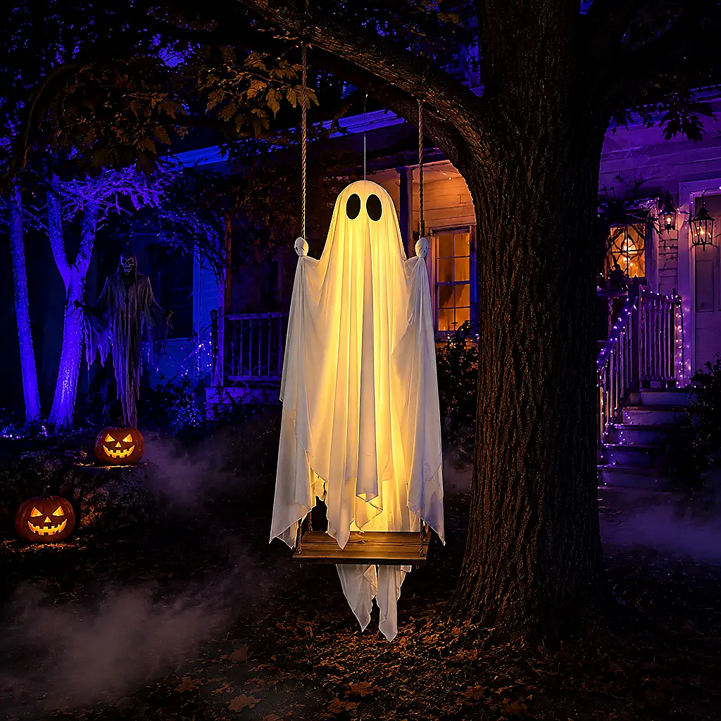 Lighted Ghost Swing Outdoor Decor