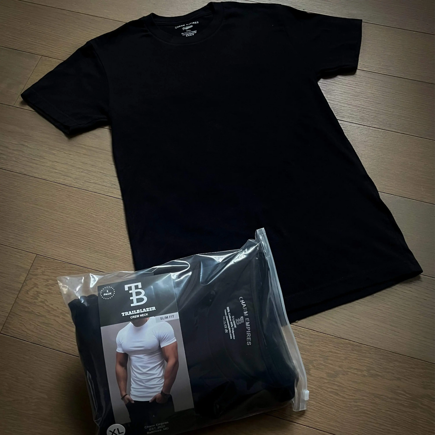 TRAILBLAZER Slim Fit White and Black Tees Crewneck (3 Pack)