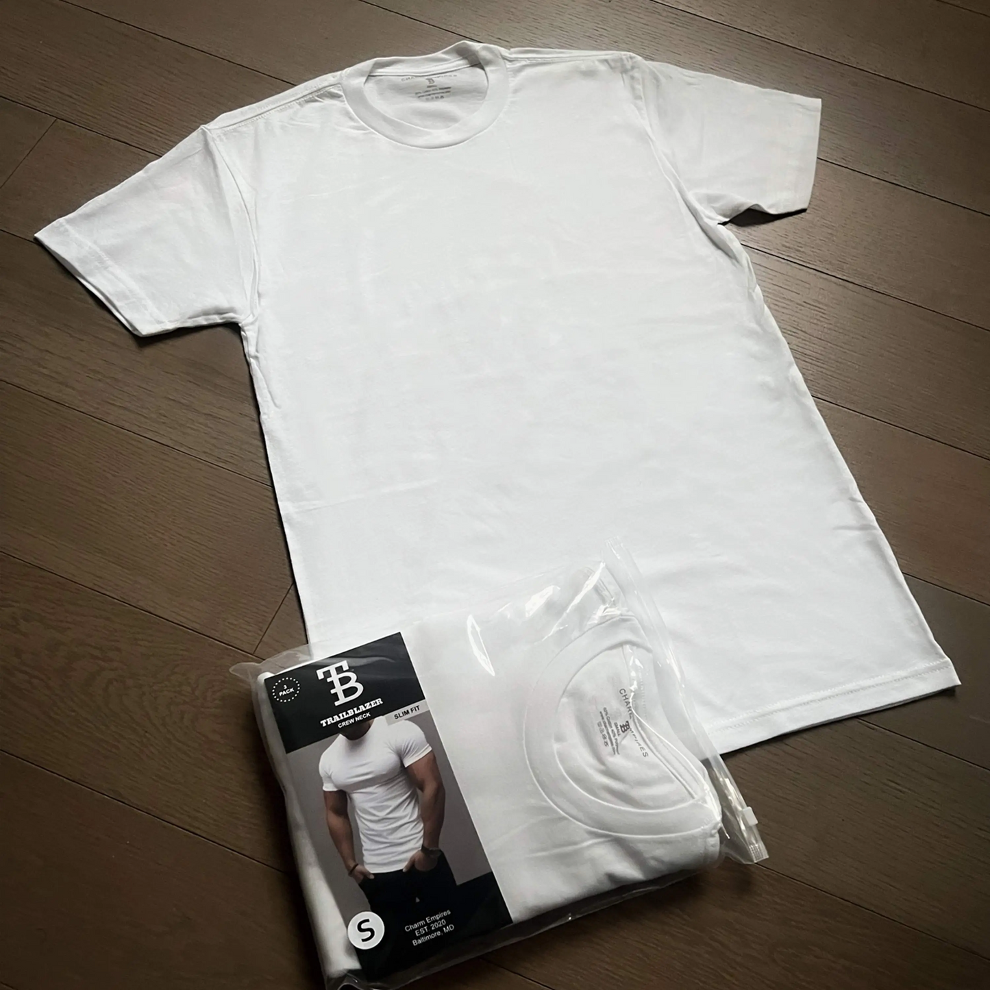 TRAILBLAZER Slim Fit White and Black Tees Crewneck (3 Pack)