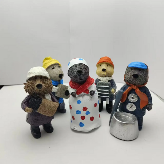 5‑Pcs Resin Figurines Xmas Home Ornaments
