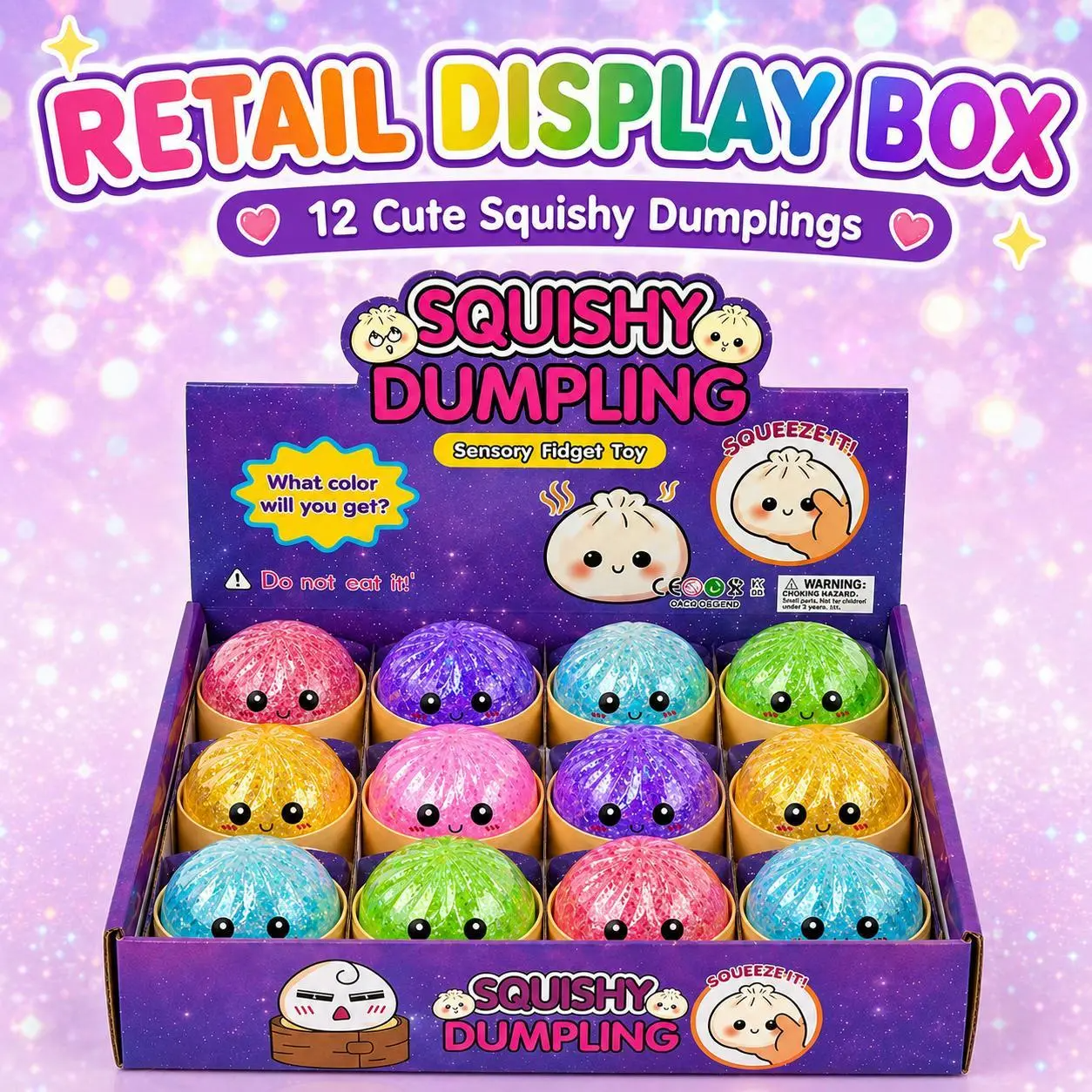 Glitter Dumpling Squishy Fidget Toy Set
