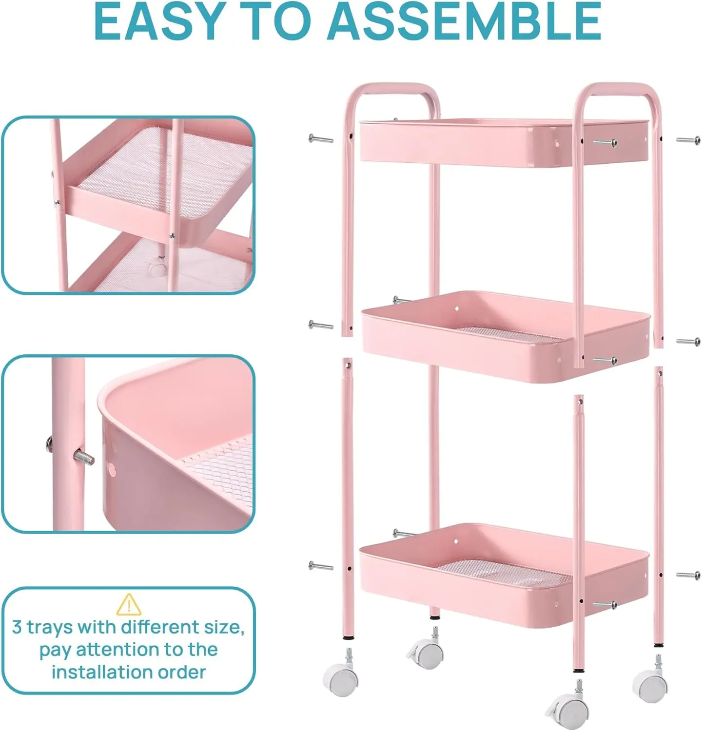 Rolling Three-Tier Heavy Duty Storage Cart