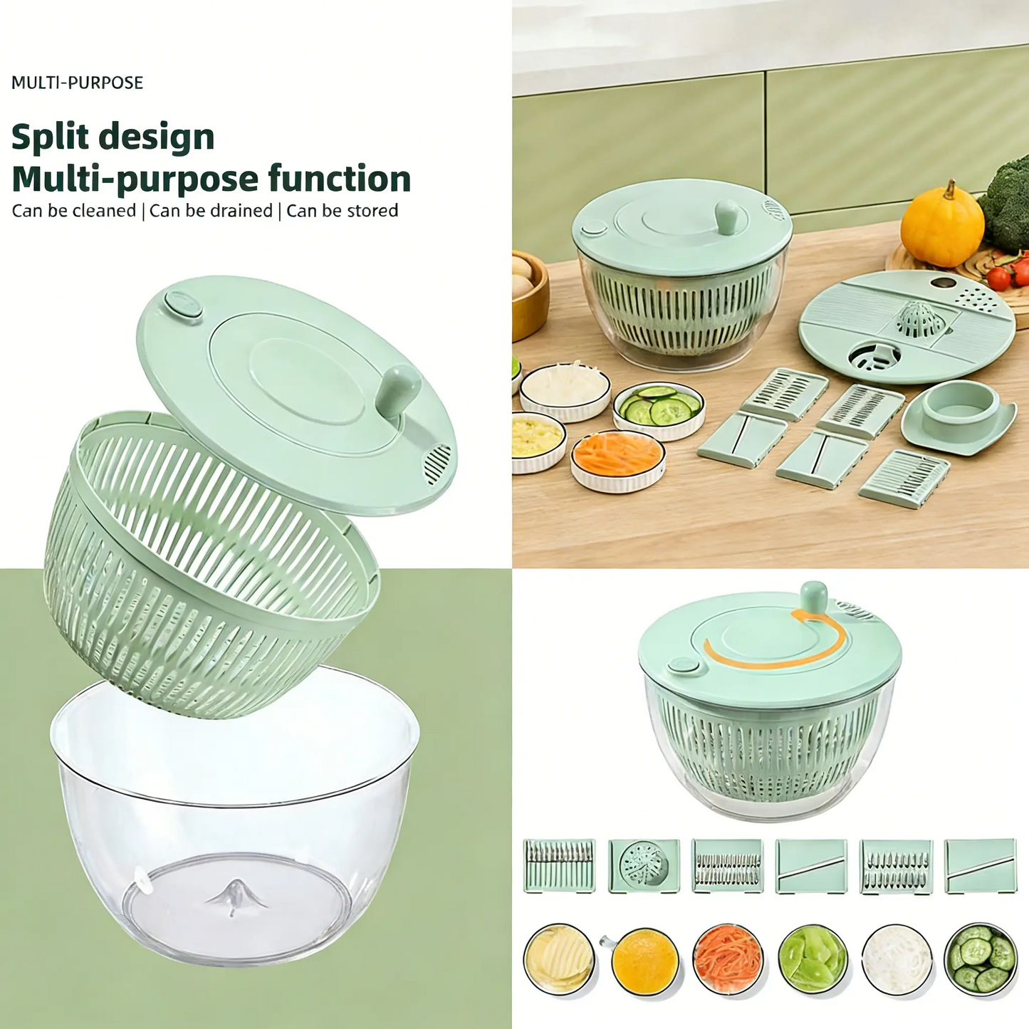 UFORU 3-in-1 Rotating Salad Spinner Set