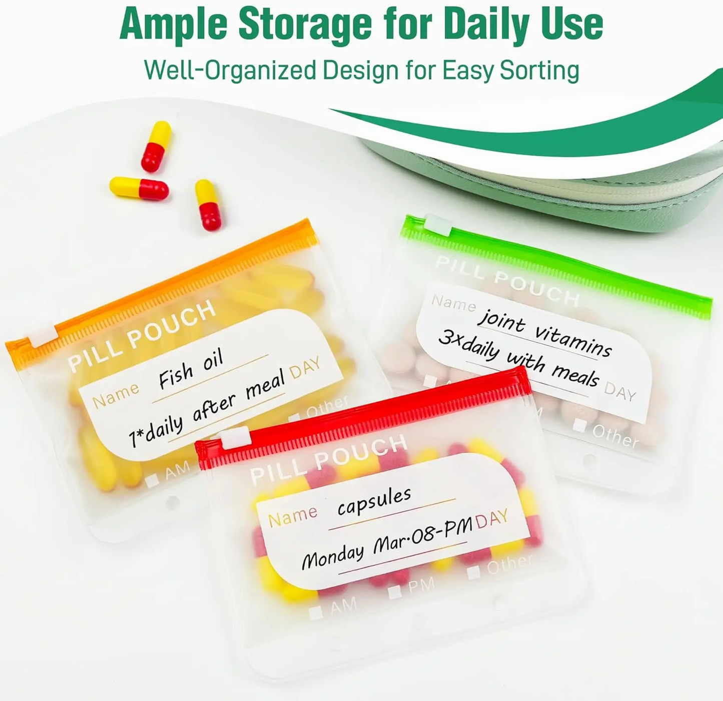 A8 Waterproof Pouches Weekly Medicine Organizer