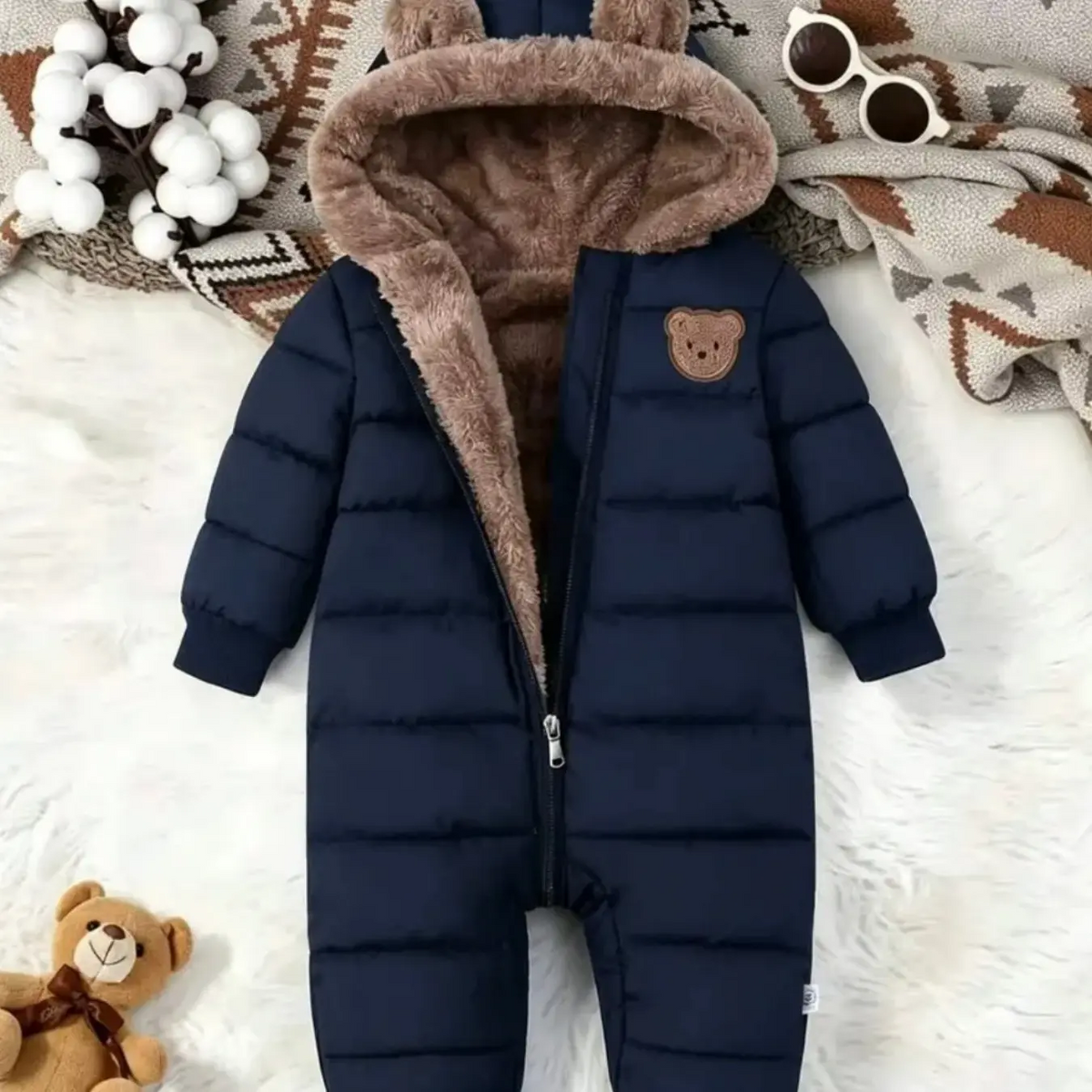 Cute Bear Thickened Baby Winter Snowsuit