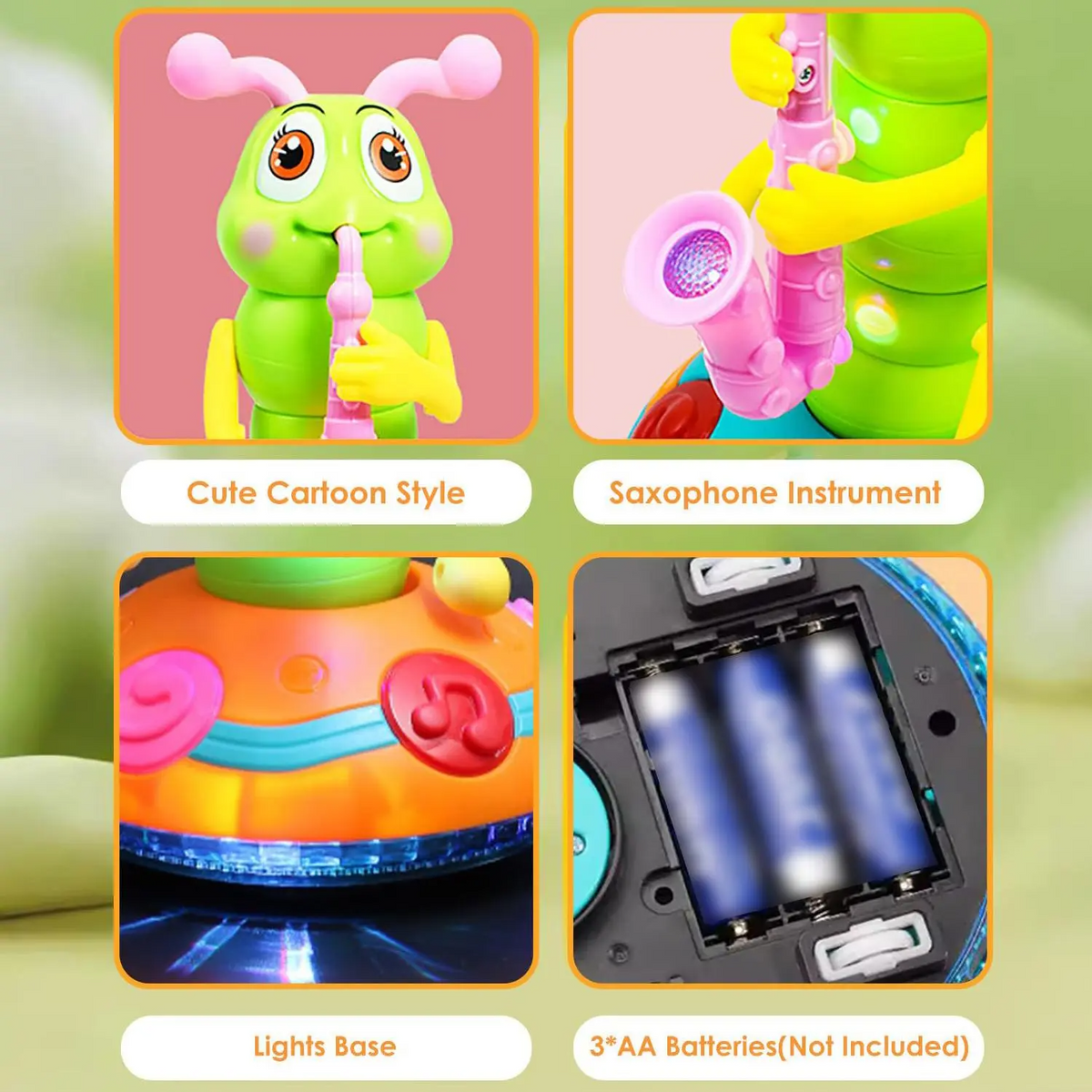 Light-Up Dancing Caterpillar Saxophone Toy for Kids