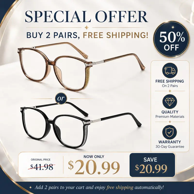 Lightweight Square Reading Glasses with Cleaning Brush