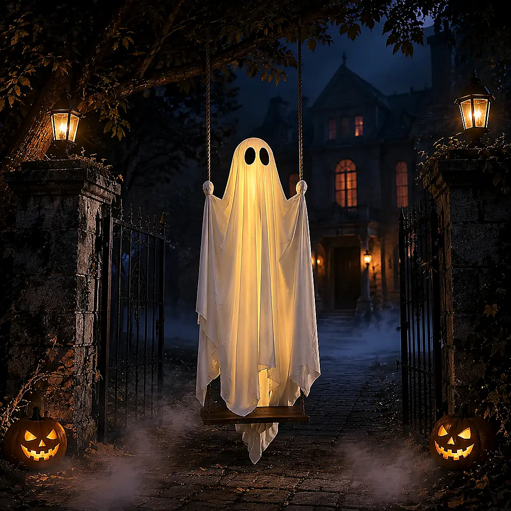 Lighted Ghost Swing Outdoor Decor