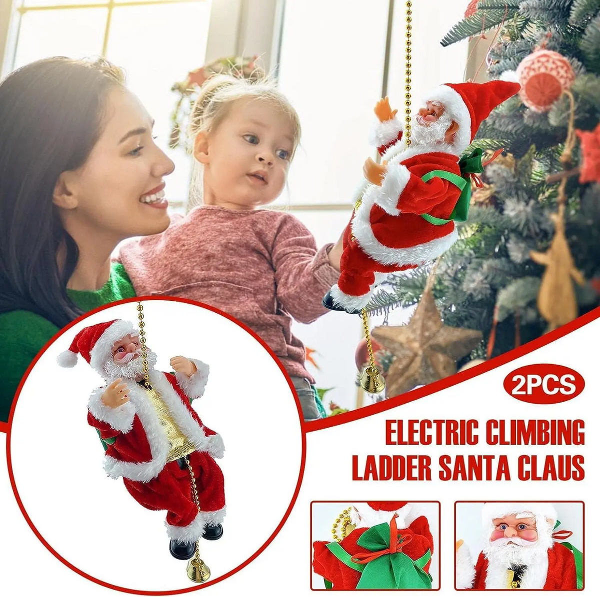 Climbing Santa Christmas Ornament