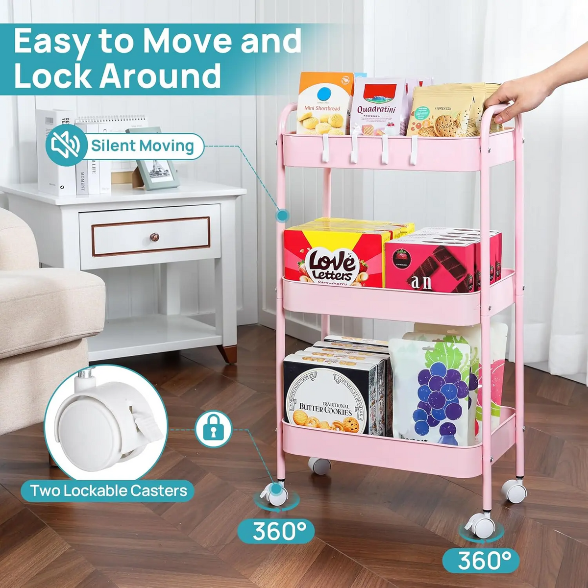 Rolling Three-Tier Heavy Duty Storage Cart