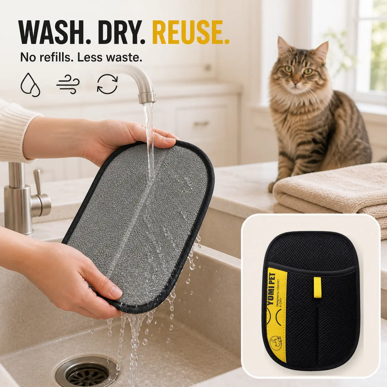 YOMI PET Hair Remover Glove For Pets Home