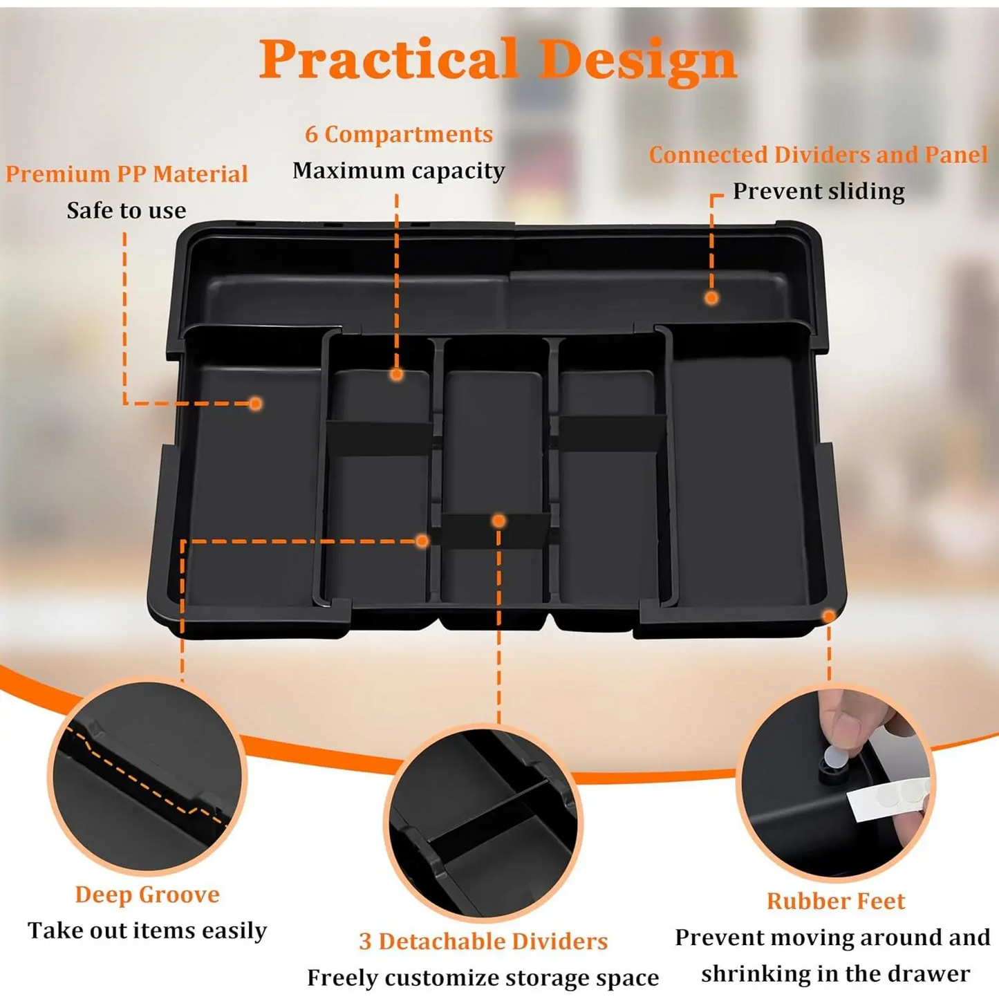 SUHOPE Expandable Kitchen Drawer Organizer Tray