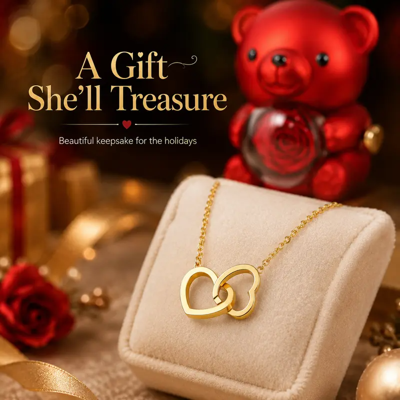 Rose Bear Necklace Gift Box