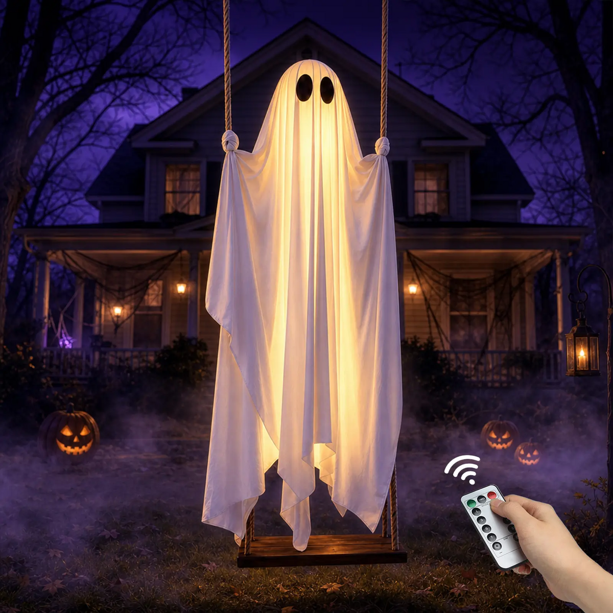 Lighted Ghost Swing Outdoor Decor