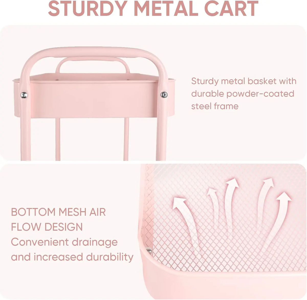Rolling Three-Tier Heavy Duty Storage Cart