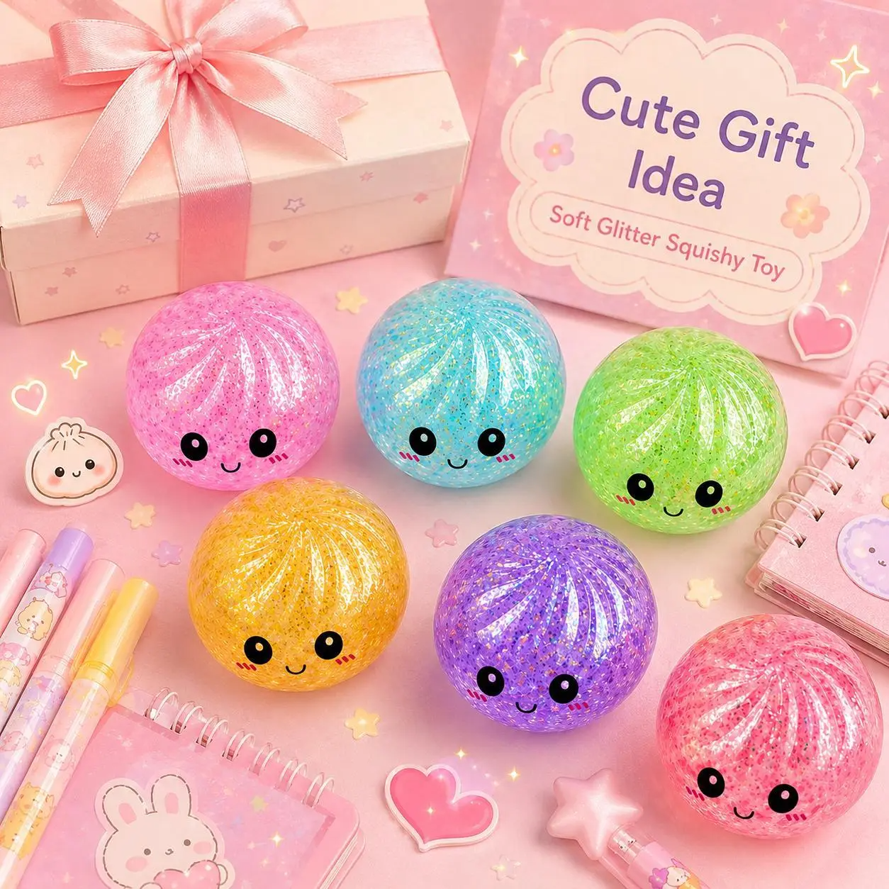 Glitter Dumpling Squishy Fidget Toy Set
